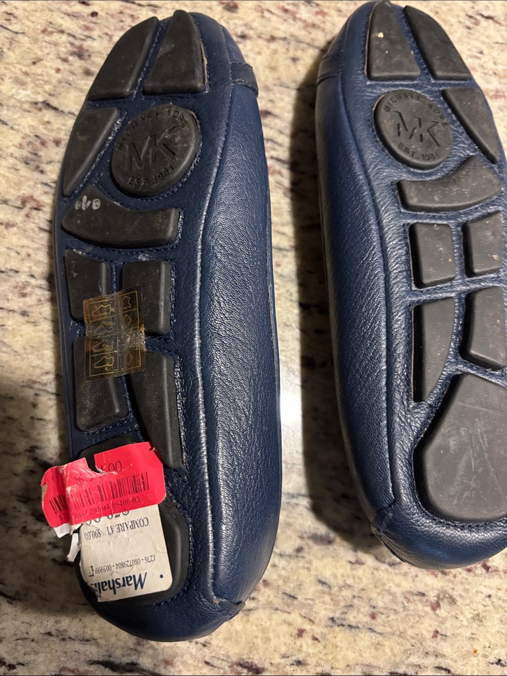 Michael Kors Navy Leather Logo Buckle Flats - Picture 4 of 15